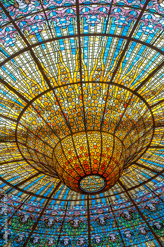 Valokuvatapetti Ceiling in Misic Palace, Barcelona, Spain