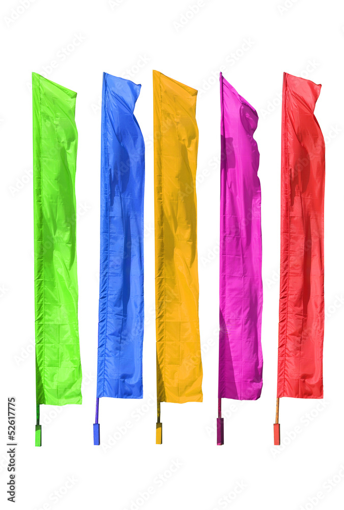 colored flags are isolated on a white background