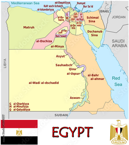 Egypt Africa emblem map symbol administrative divisions