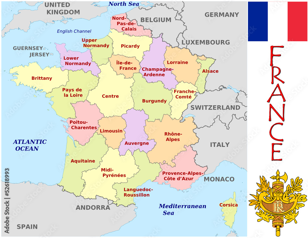 France Europe emblem map symbol administrative divisions