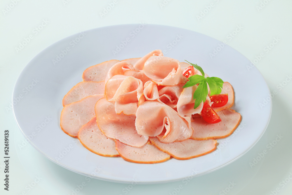 Delicately sliced ham