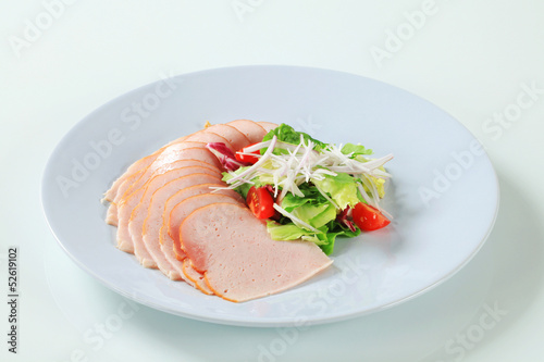 Delicately sliced chicken ham