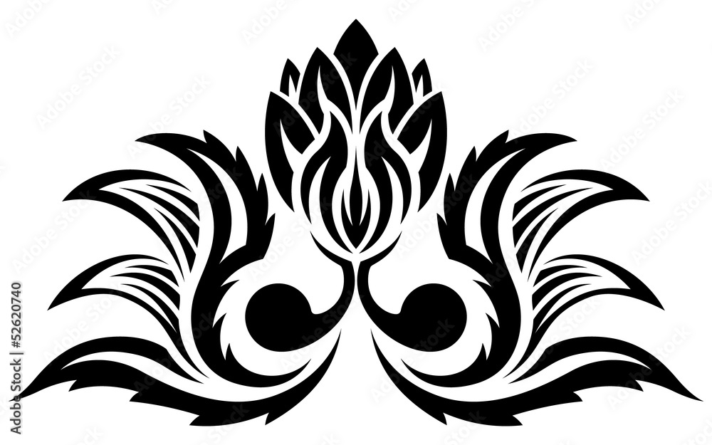 Black floral pattern, silhouette Black floral pattern, silhouette