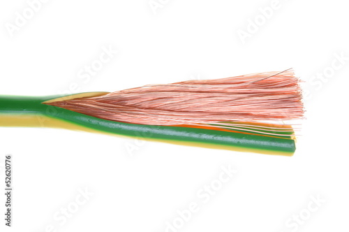 Electrical grounding cable isolated on white background