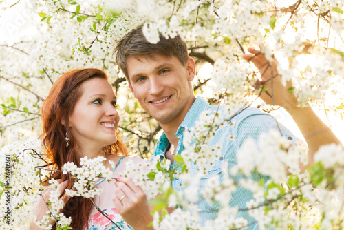 romantic couple in flower garden