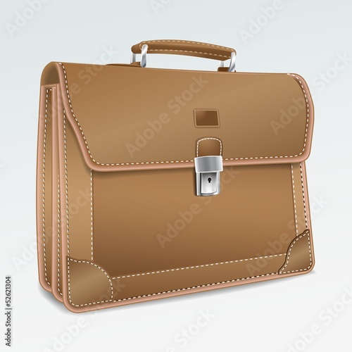 Leather Brief Case on white background