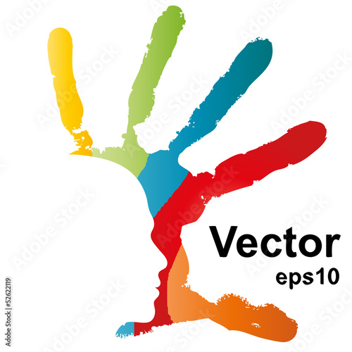 Vector hand print with a face
