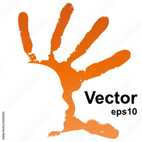 Vector hand print with a face