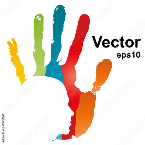 Vector hand print with a face