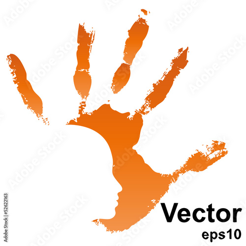 Vector hand print with a face