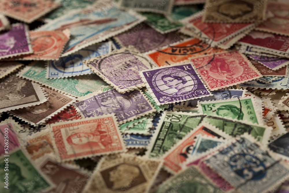 Colorful Vintage Used Postage Stamps