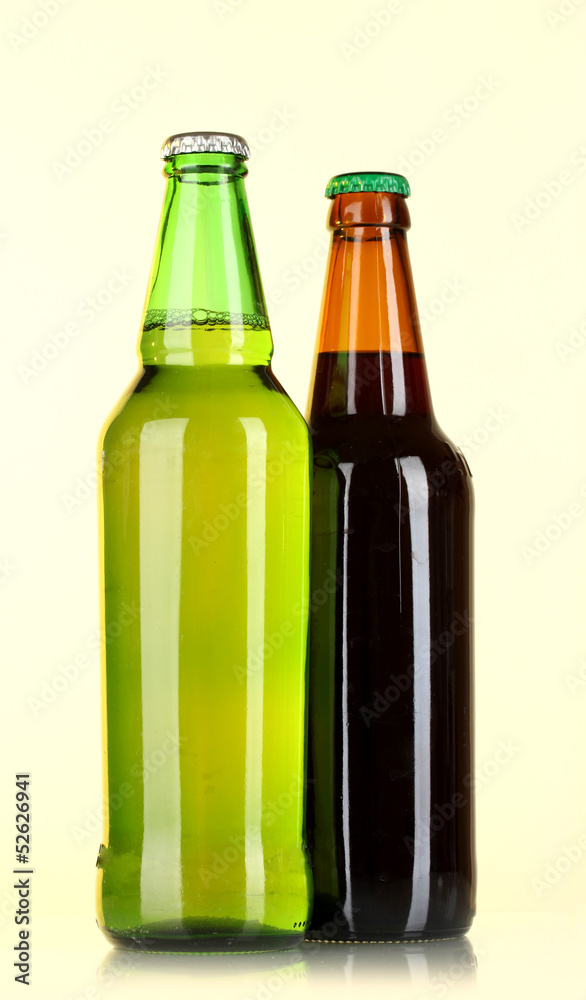 Bottles of beer on light background Bottles of beer on light background