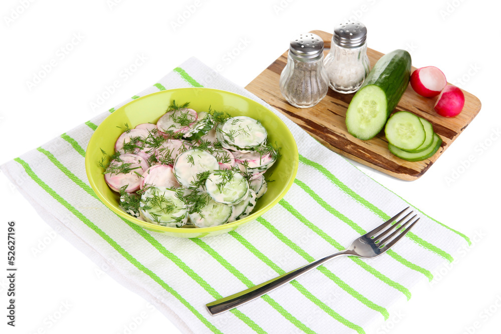 Vitamin vegetable salad in plate isolated on white Vitamin vegetable salad in plate isolated on white