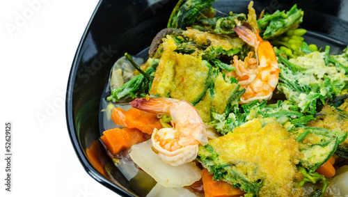 shrimp and omelet spicy soup tropical Thai style
