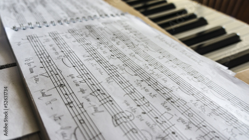 notebook with music notes