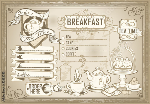 vintage graphic element for bar menu
