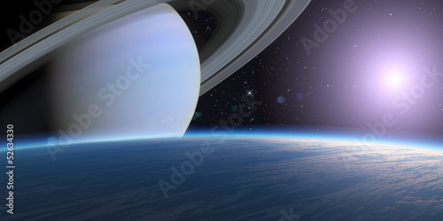 Fototapeta Naklejka Na Ścianę i Meble -  Planet and gas giant. Elements of this image furnished by NASA.