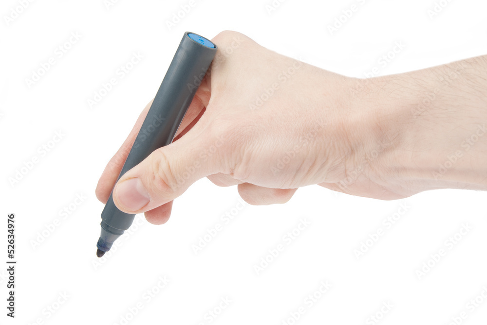 Hand writing by felt tip pen isolated on white