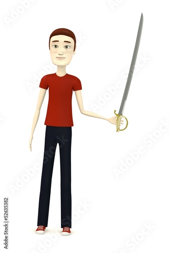 3d render of cartoon character with sabre