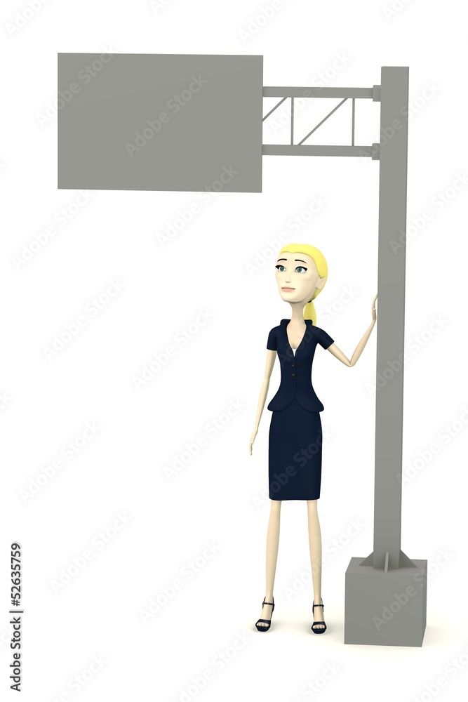 3d render of cartoon character with street sign 3d render of cartoon character with street sign
