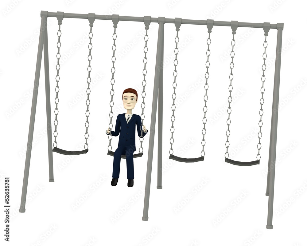3d render of cartoon character in swing 3d render of cartoon character in swing