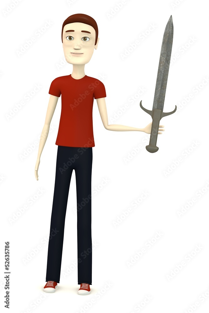 3d render of cartoon character with sword 3d render of cartoon character with sword