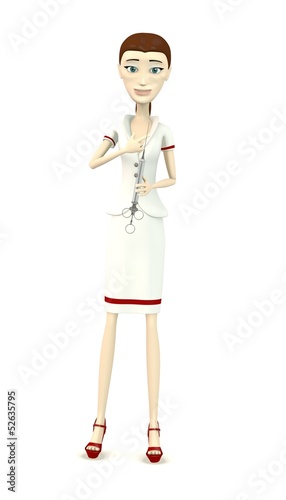 3d render of cartoon character with needle