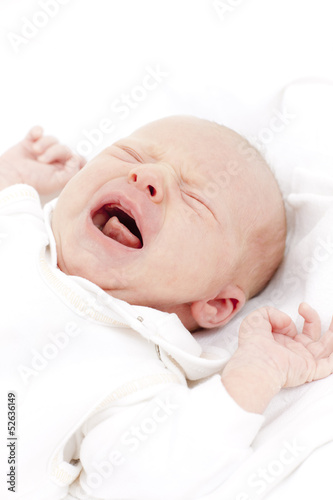 portrait of crying newborn baby girl