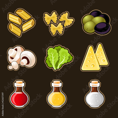 Italian food icon set