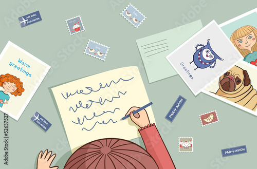 girl writes a letter