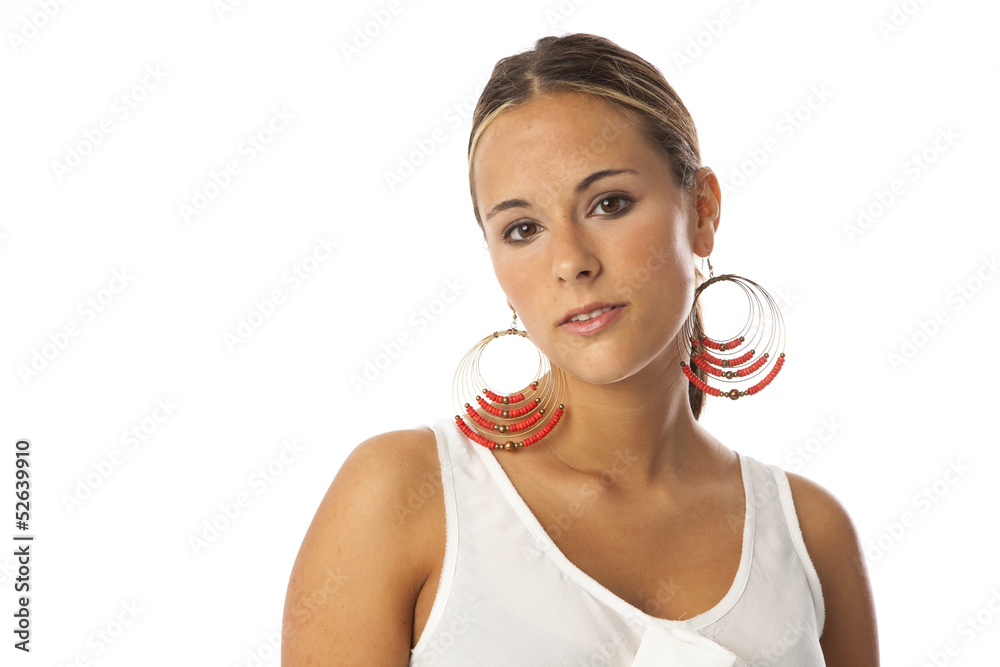 real young beautiful woman with a serious expression