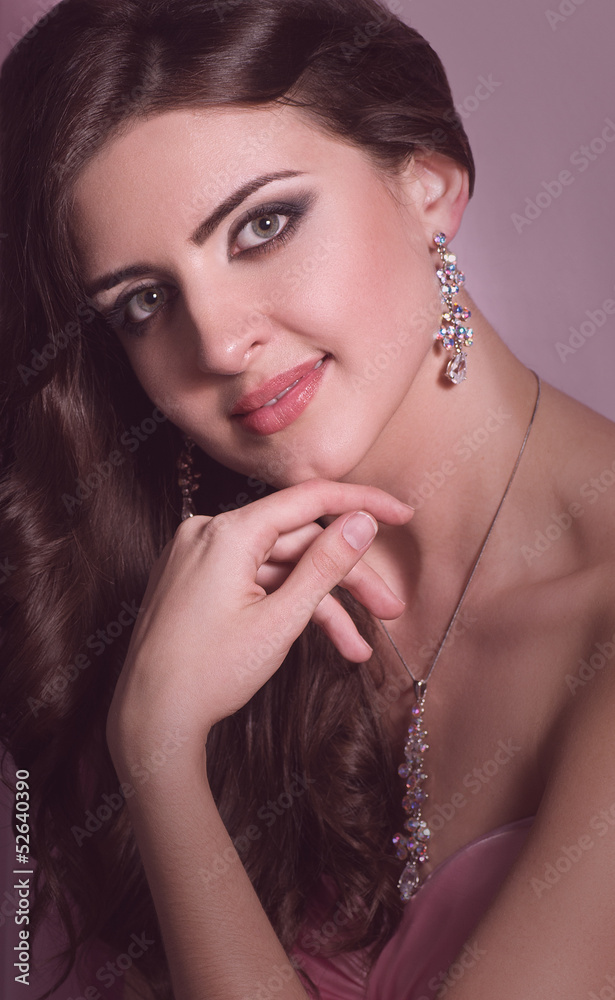 Fashion woman with jewelry precious decorations