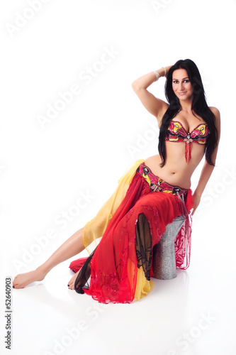 Beautiful Belly Dancer in a Red Costume photo