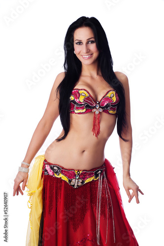 Beautiful Belly Dancer in a Red Costume