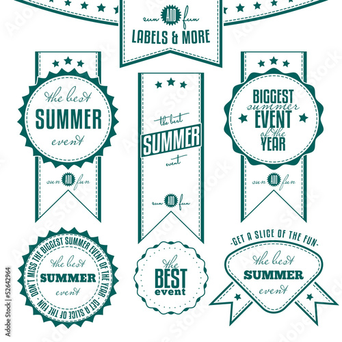 Set of summer events related vintage labels