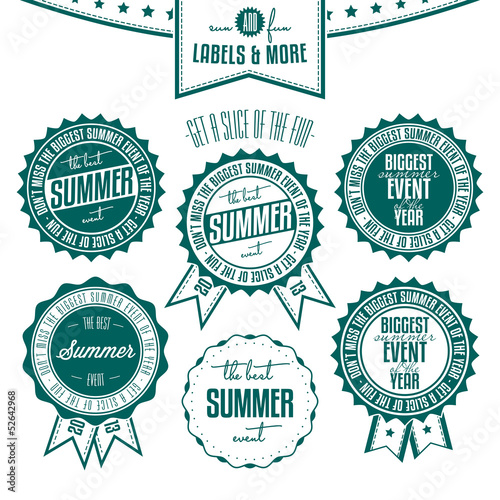 Set of summer events related vintage labels