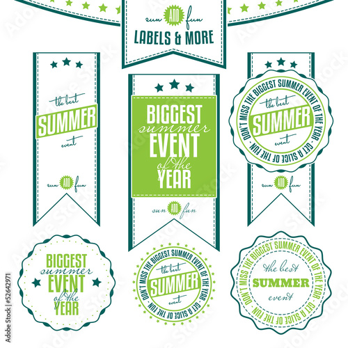 Set of summer events related vintage labels