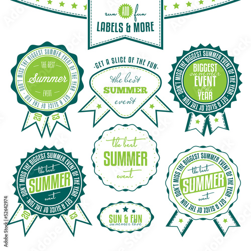 Set of summer events related vintage labels