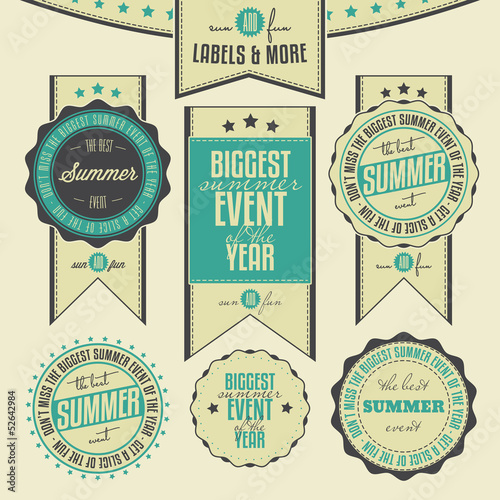 Set of summer events related vintage labels