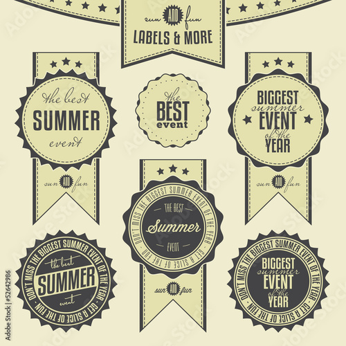 Set of summer events related vintage labels