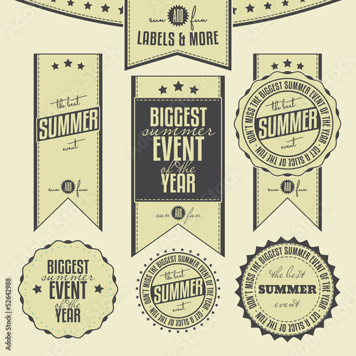 Set of summer events related vintage labels