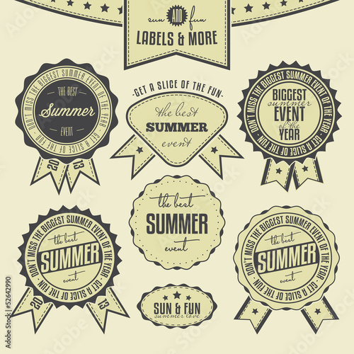 Set of summer events related vintage labels