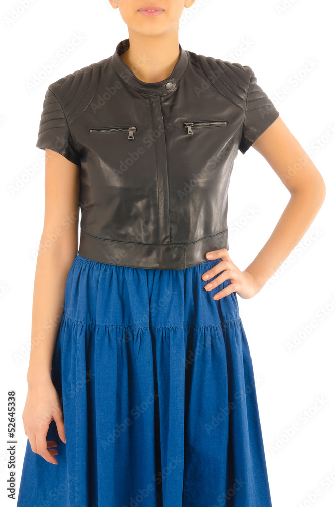 Woman in fashion dress concept on white Woman in fashion dress concept on white