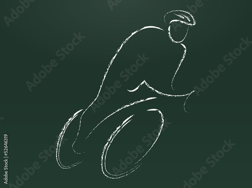 Cyclist - chalk on blackboard