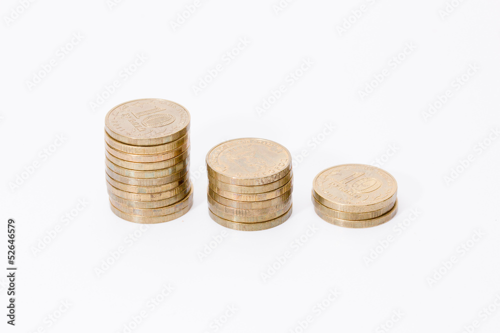 Three coins on white Three coins on white