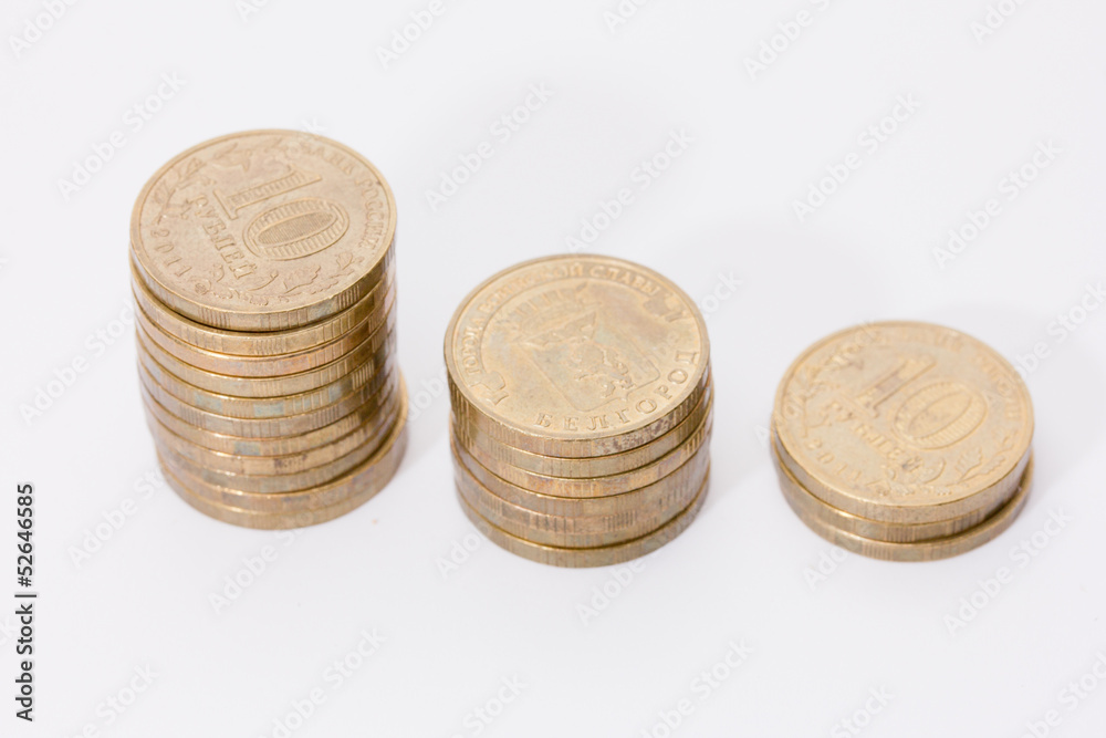 Three coins on white Three coins on white