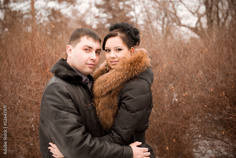 sensual portrait of a young couple in the cold winter sensual portrait of a young couple in the cold winter