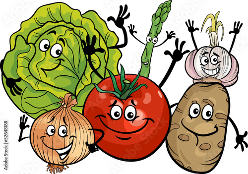 vegetables group cartoon illustration