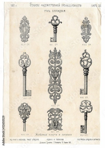 Obraz na płótnie Renaissance style forging (locks and keys) w salonie