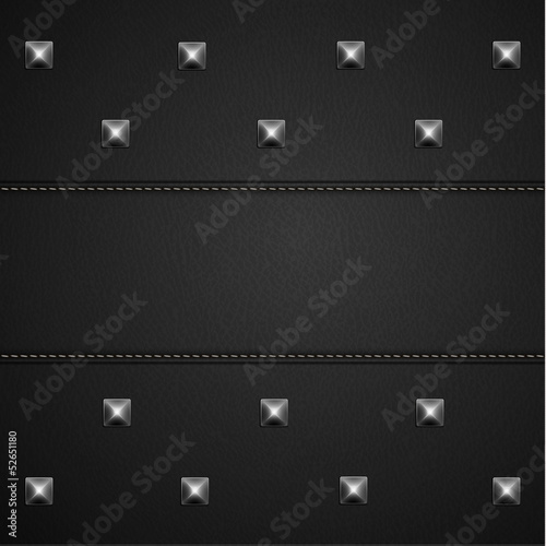 Leather background with rivets and stitches - eps10